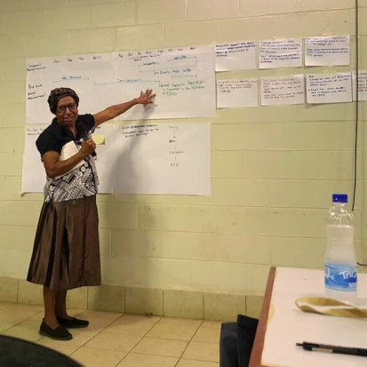 Lilly Sar from the University of Goroka presenting on translation activities to support farmer engagement. Photo: Ellis Mackenzie