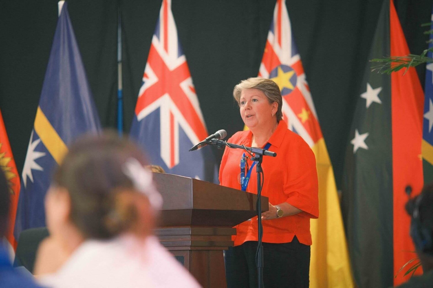 Sustineo Executive Director, Nicky Thatcher presenting to the Annual meeting of the Pacific Labour Mobility program