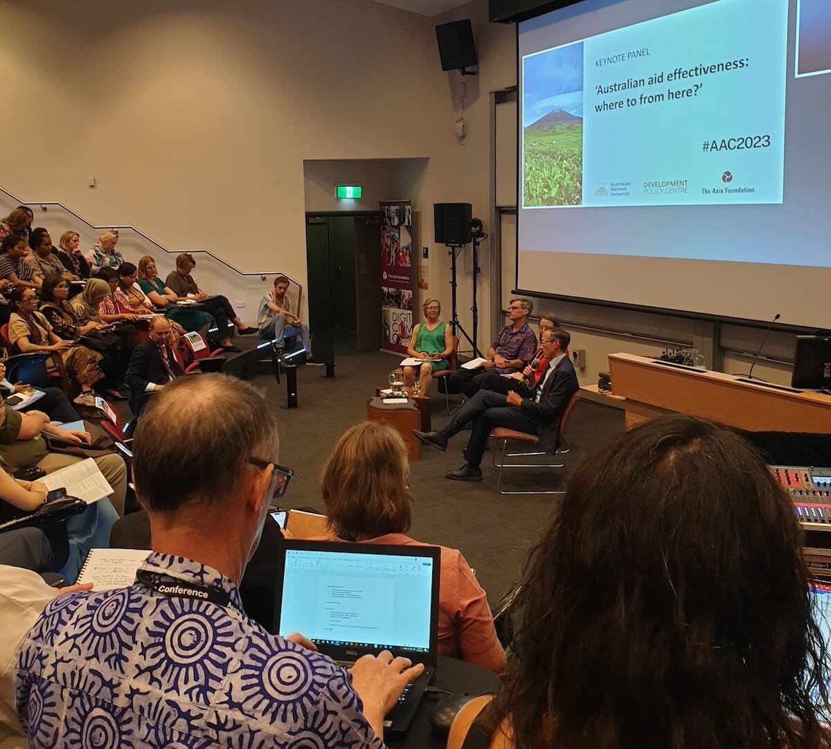 A keynote panel with a full audience at AAC2023.