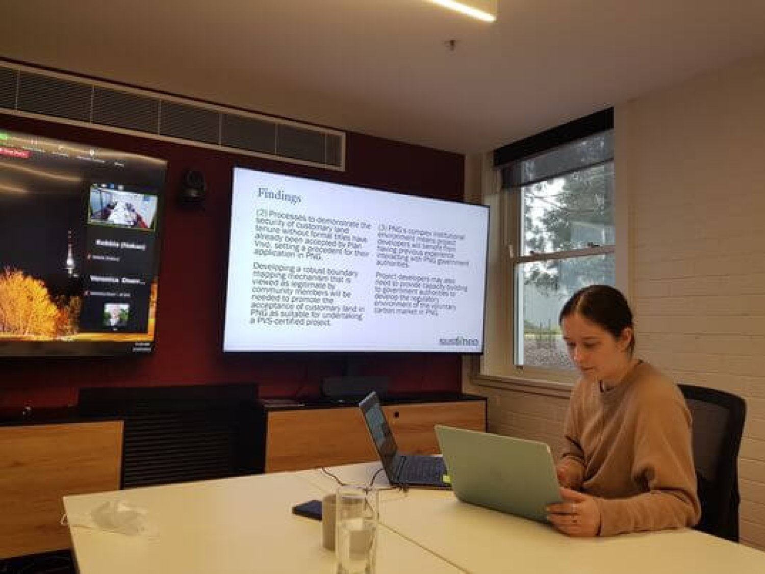 sabel Bremner presenting research on the suitability of international carbon standards for PNG