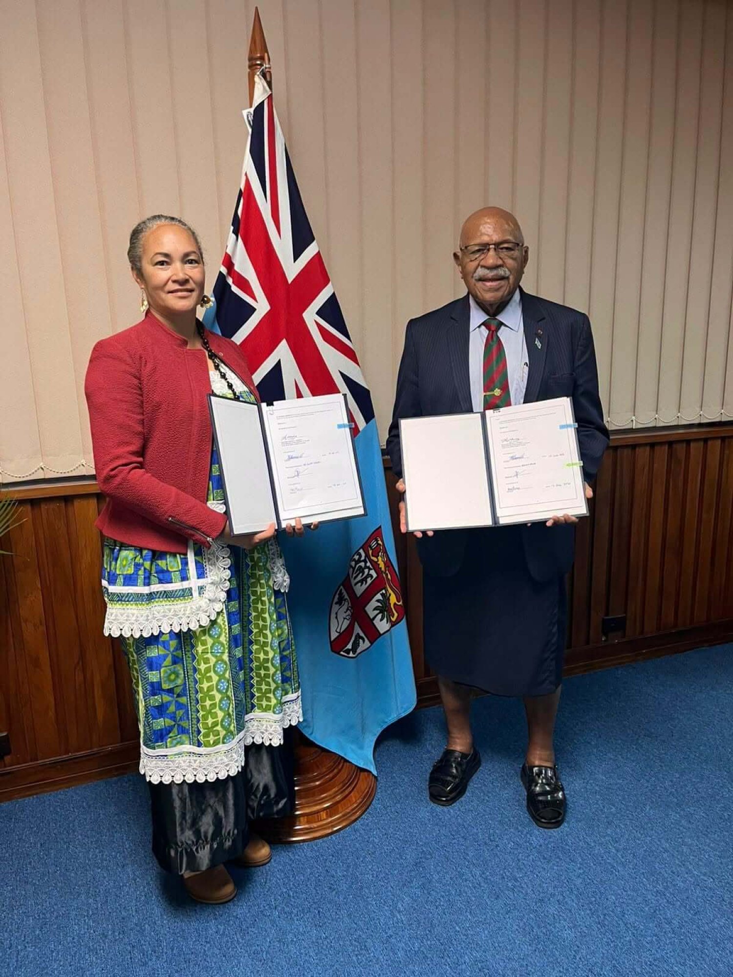 Dr Anna Naupa, (left), has been appointed as the new Melanesian Spearhead Group director-general. She becomes the first female to be appointed to the role since the sub-regional group was established in 1986. Photo credit: Facebook / Ministry of the Prime Minister - Vanuatu