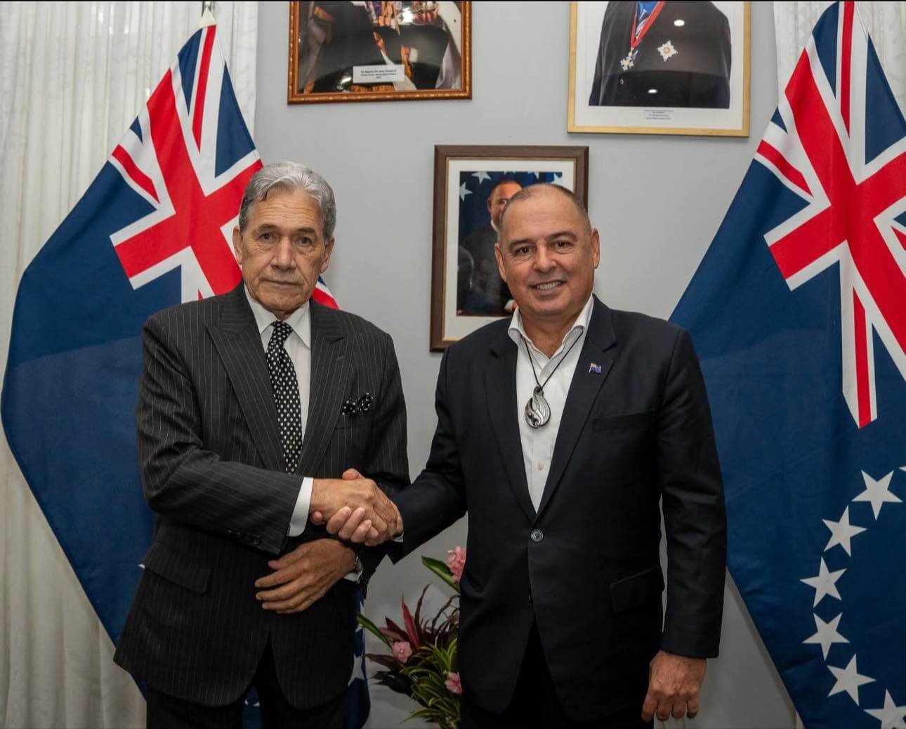 Cook Islands Prime Minister Mark Brown and New Zealand Deputy Prime Minister Winston Peters (Source: Facebook)