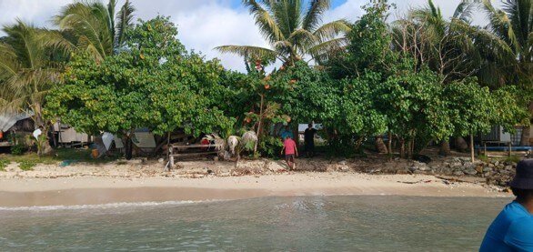 Caption: Evaluation team approaching Disaster READY community in Vanua Balavu, Fiji. Credit: Gavidi Cakobau