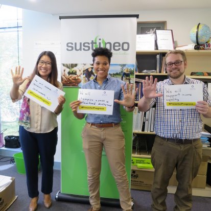 Min, Victoria and Will #PressForProgress in the Sustineo Office